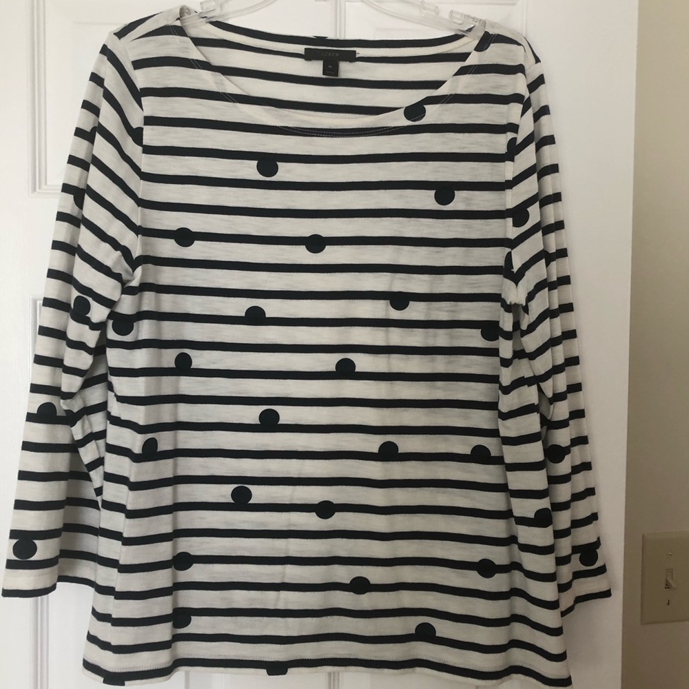 J Crew Top Navy and White size XL